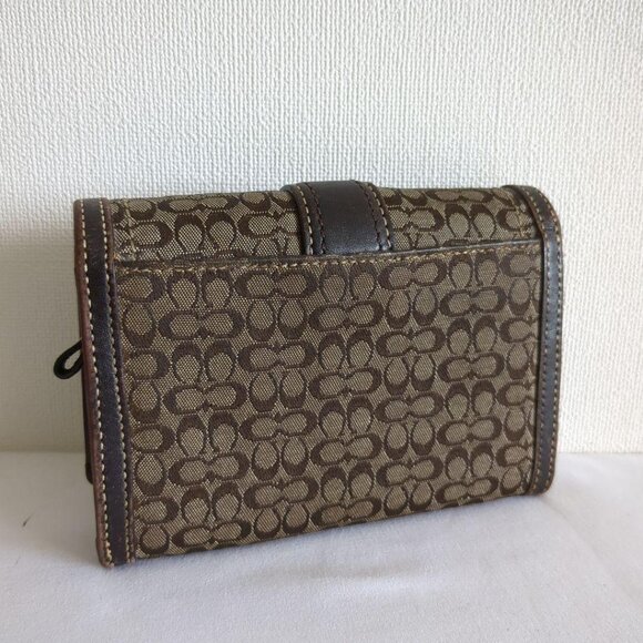 COACH bi-fold wallet canvas leather signature brown - Picture 12 of 12